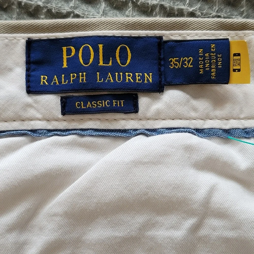 Polo Ralph Lauren Chino Pants Mens 35x32 Khaki‎ Tan Classic Fit Cotton Trousers